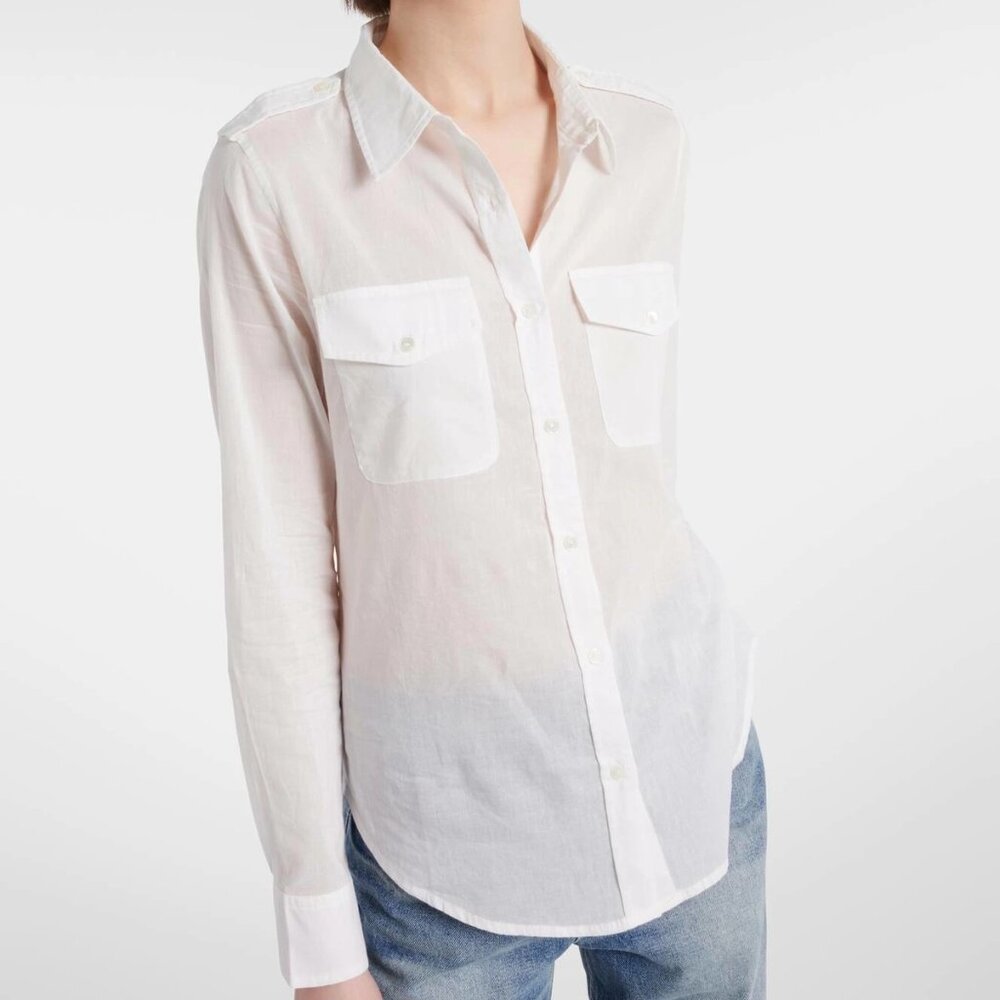 Zara Semi-Sheer White Button Down Shirt - Sz XL